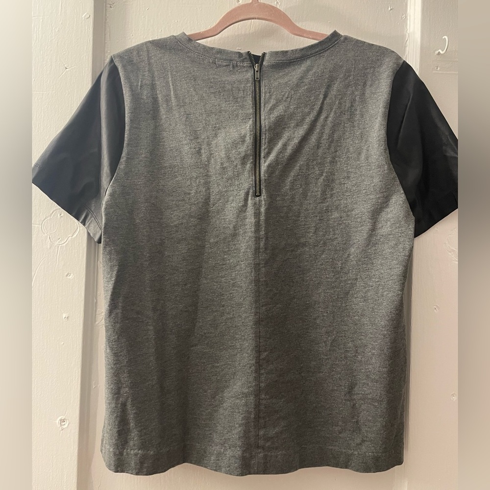 Leather sleeved short sleeve top - Picture 3 of 3